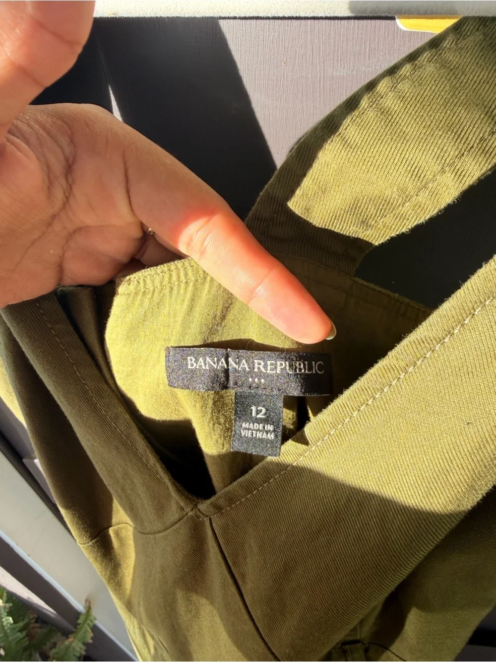 Banana Republic Olive Green V-Neck Midi Dress